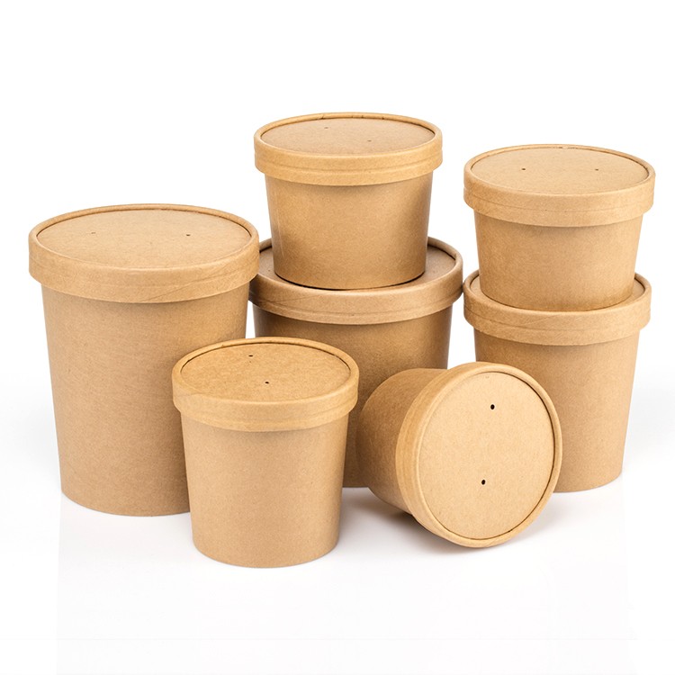 Kraft Paper Disposable Custom Made Take Away Food Boxes and Cup 