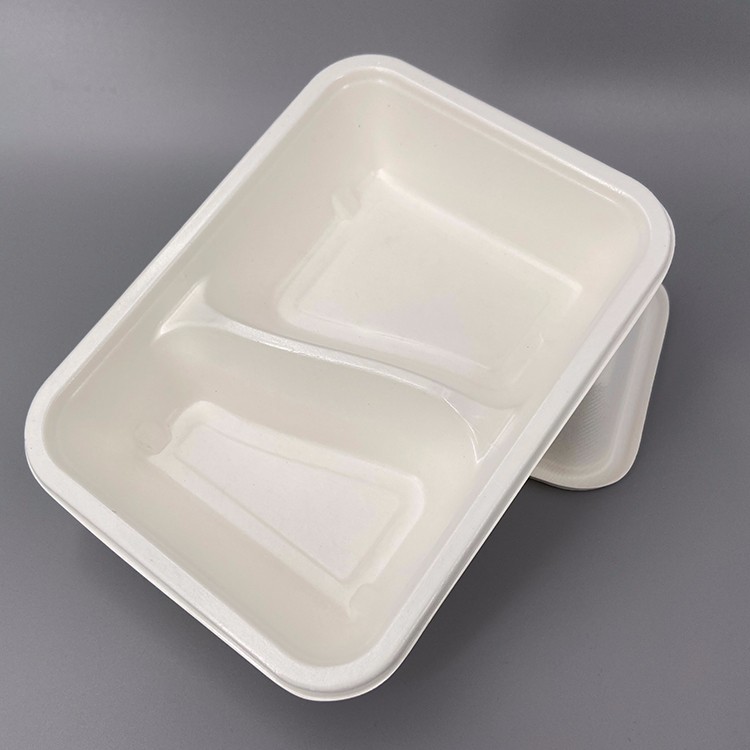 PLA Laminated Compartment Tray Bagasse Material