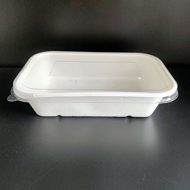 500/750/1000ml Sugarcane Rectangle Trays With PET Clear Lids