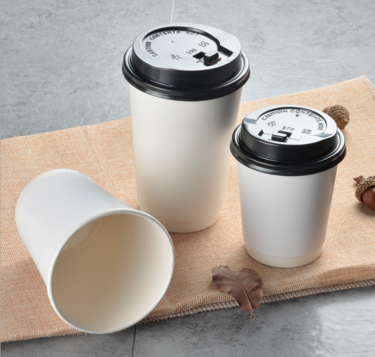 Disposable double paper cups coated with PE or PLA film