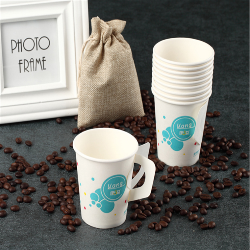 Single wall 7oz paper cup with handle for hot drink