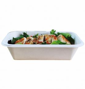 500/750/1000ml Sugarcane Rectangle Trays With PET Clear Lids