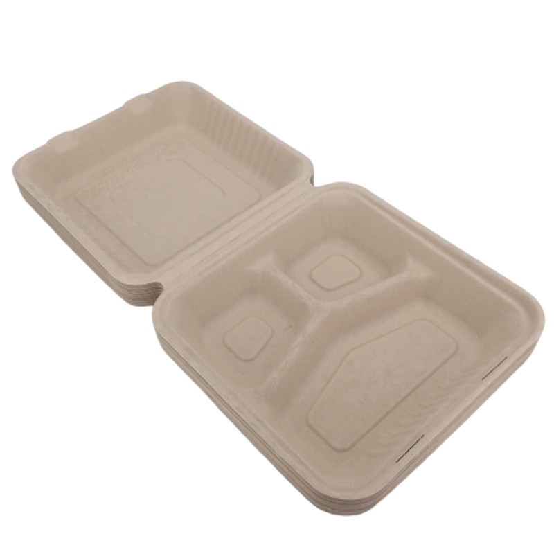 8/9inch Compartment Biodegradable Sugarcane Bagasse Fast Food box