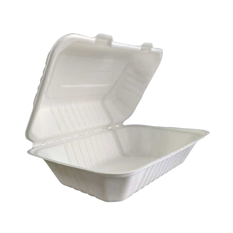 9x6inch Biodegradable Disposable Sugarcane Bagasse Food Container Fast Food Box