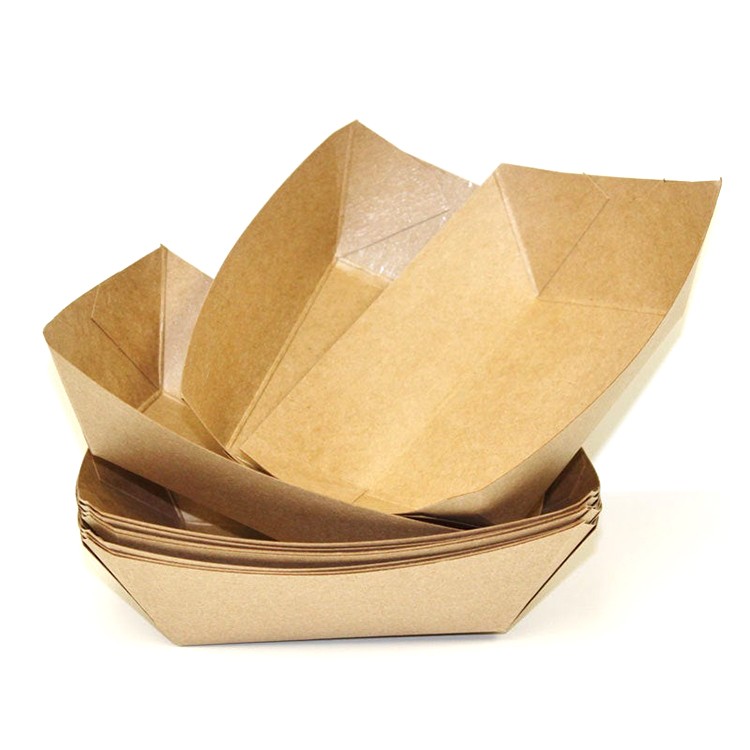 Disposable Ship Form Kraft Paper Food Tray