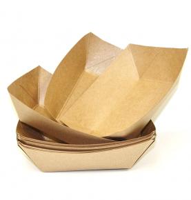 Disposable Ship Form Kraft Paper Food Tray