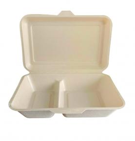 9x6inch 2 Comaprtment Compostable Eco-friendly Sugarcane Bagasse Food Container