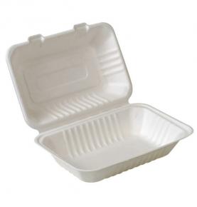 9x6inch Biodegradable Disposable Sugarcane Bagasse Food Container Fast Food Box