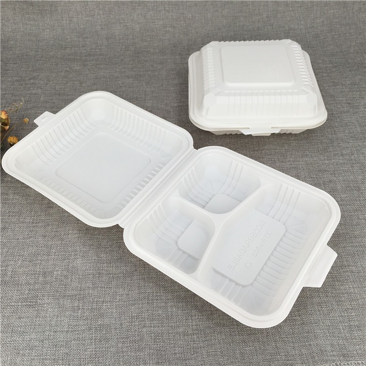 Disposable 8 inch 3 Compartments Take Away Food Box Custom Printed