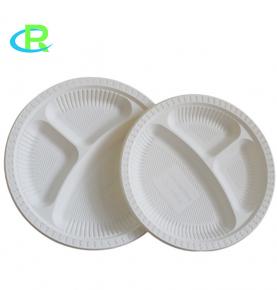 10Inch 3Compartments Wholesale Price Factory Direct Biodegradable Cornstarch Corn Starch Round Plate Dinnerware