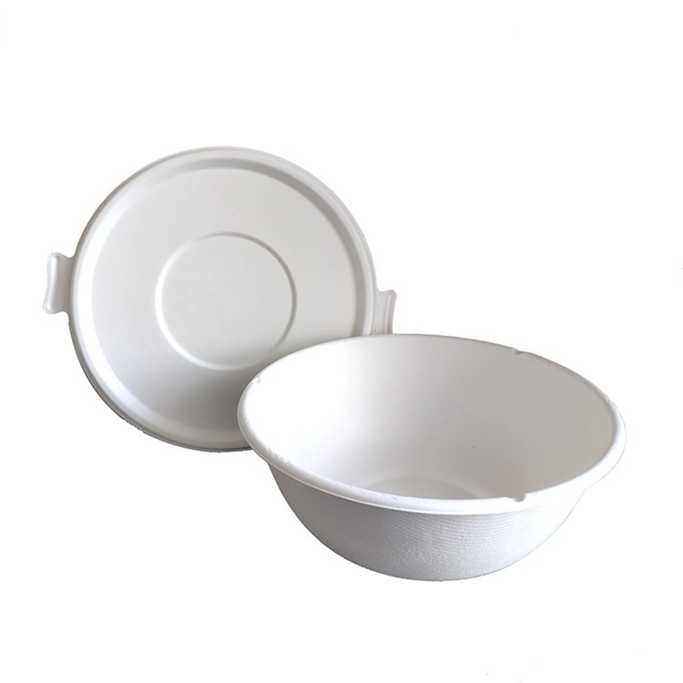 32oz/46oz Bagasse Pulp Food Bowl With Paper Lid