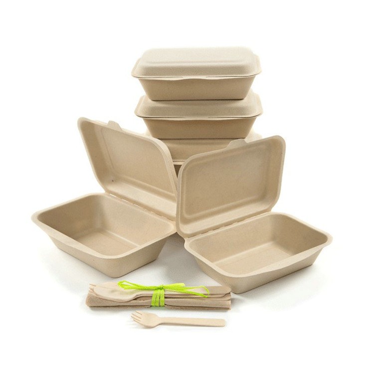 Bagasse 450ml Food Clamshell Fast Food Takeaway Container