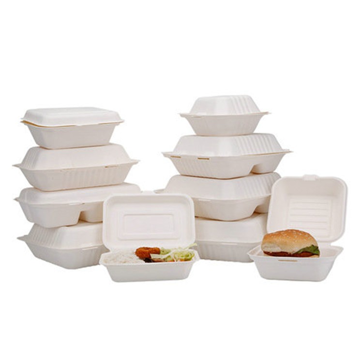Bagasse 450ml Food Clamshell Fast Food Takeaway Container