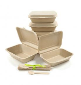 Bagasse 450ml Food Clamshell Fast Food Takeaway Container