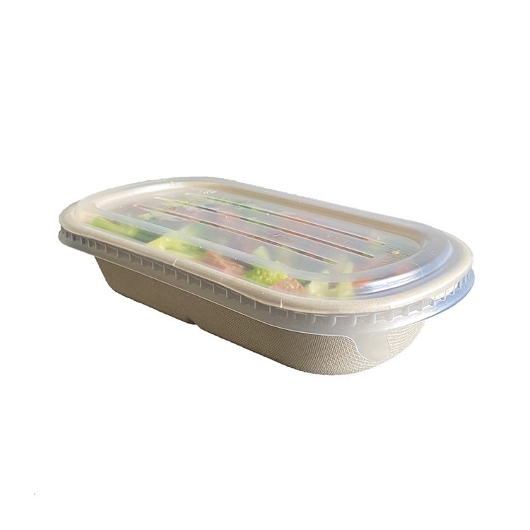 One Compartment Compostable Bagasse Tray For Fast Food Salad