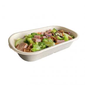 One Compartment Compostable Bagasse Tray For Fast Food Salad