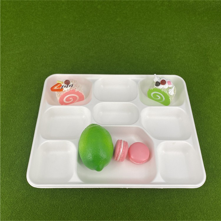 9 Compartments Biodegradable Bagasse Tray For Korean Food