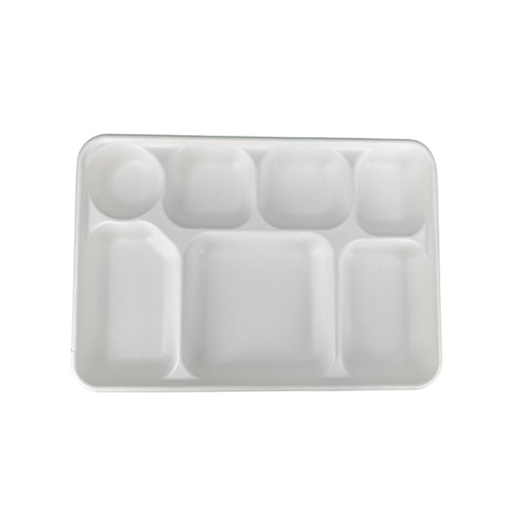 Eco-friendly Biodegradable Bagasse Food Tray Fod Fast Food With 7 Compartments 