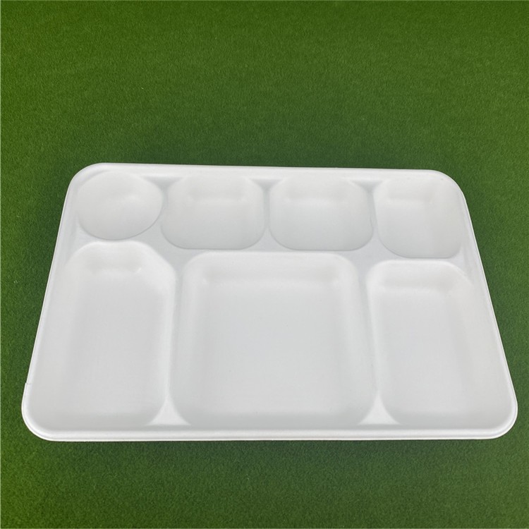 Disposable Plates 6 Compartment Tray Eco Friendly Sugarcane Bagasse  250pcs 