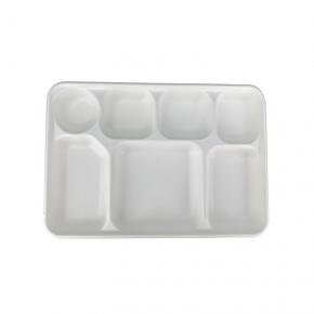 Eco-friendly Biodegradable Bagasse Food Tray Fod Fast Food With 7 Compartments 