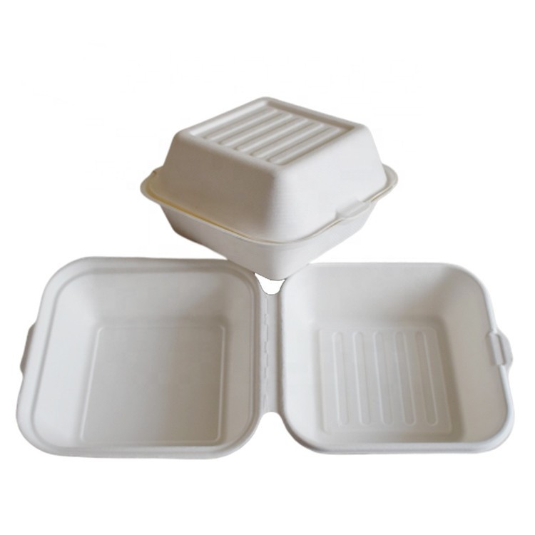 6Inch Hamburger Biodegradable Compostable Bagasse Food Container Box