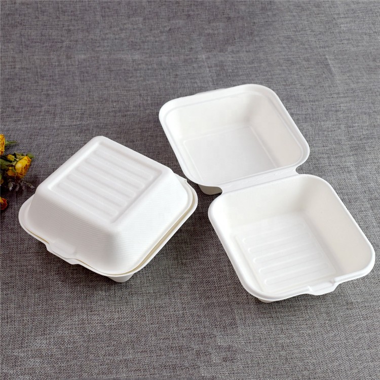 6Inch Hamburger Biodegradable Compostable Bagasse Food Container Box
