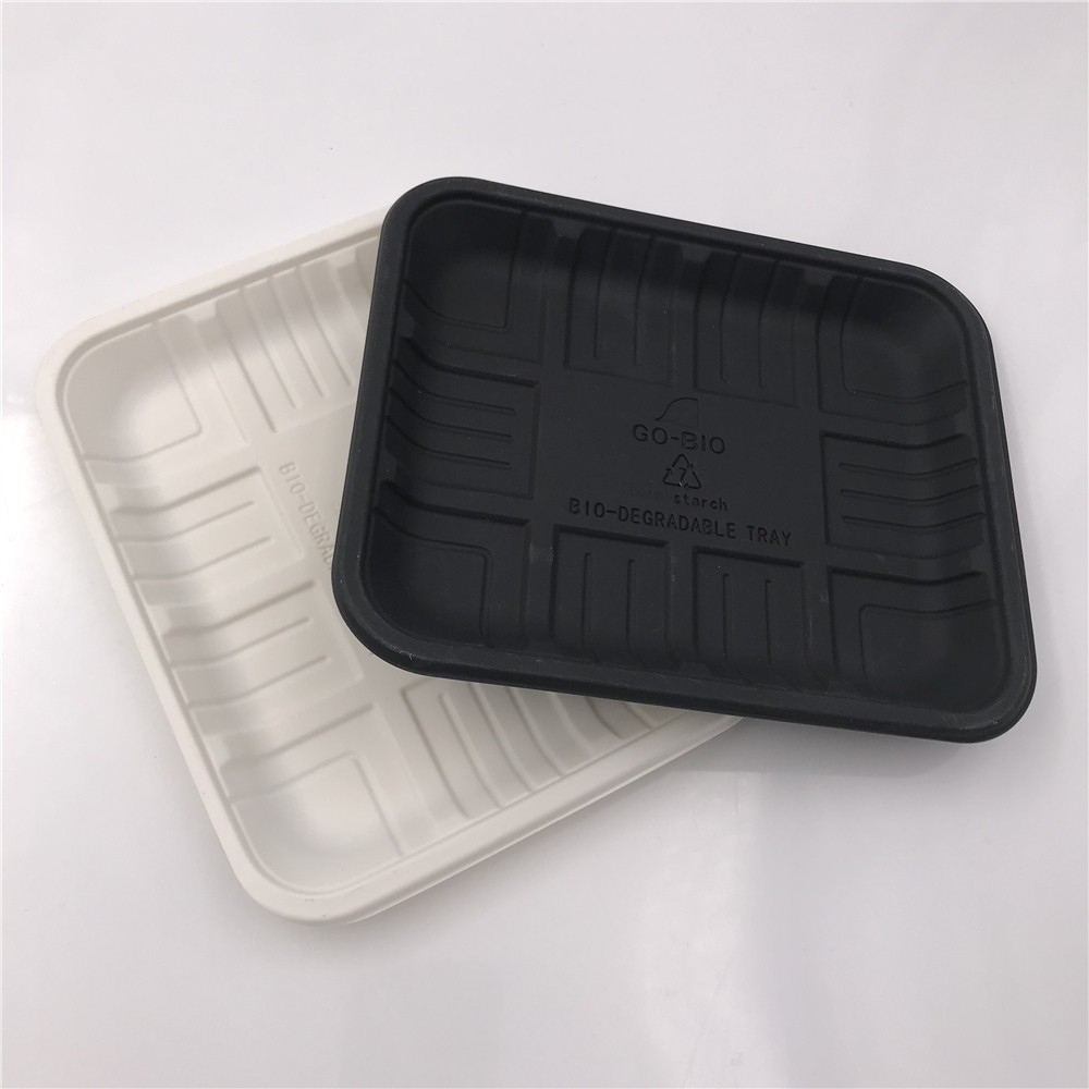 Cornstarch square tray with black color
