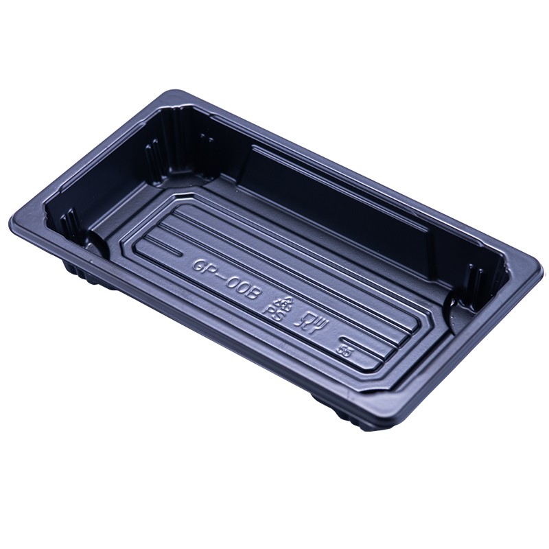 Wholesale Price Black Plastic Food Container sushi tray with lid Fast Food Takeaway Box