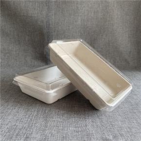 3 divisions bagasse box with clear lid