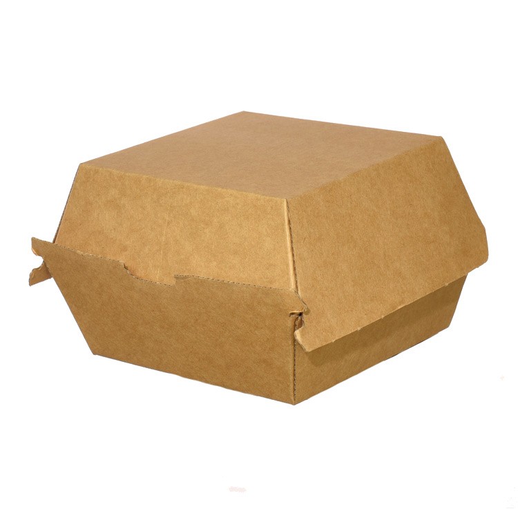 Disposable Packaging Fast Food Box Kraft Paper Burger Box Square Shape