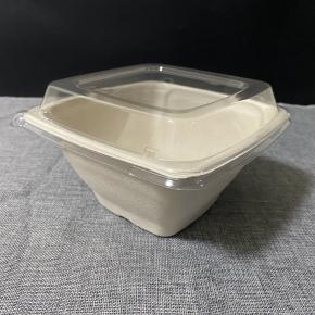 Square Shape Bagasse Bowl And Clear PET Lids