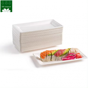 Cheaper Price Disposable sugarcane Bagasse Food tray with cpet Coating Seal Tray