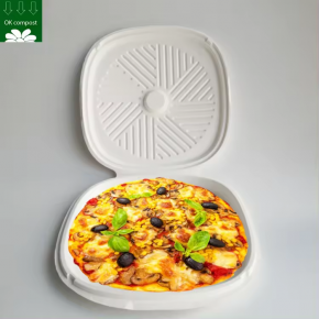 Biodegradable Paper Pizza Box Disposable Bagasse Pizza Round Packaging Box