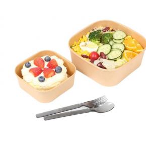 Wholesale 750ml Square paper food bowl with Paper or plastic lid 
