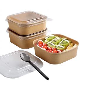 Wholesale 1200ml Square paper food bowl with Paper or plastic lid
