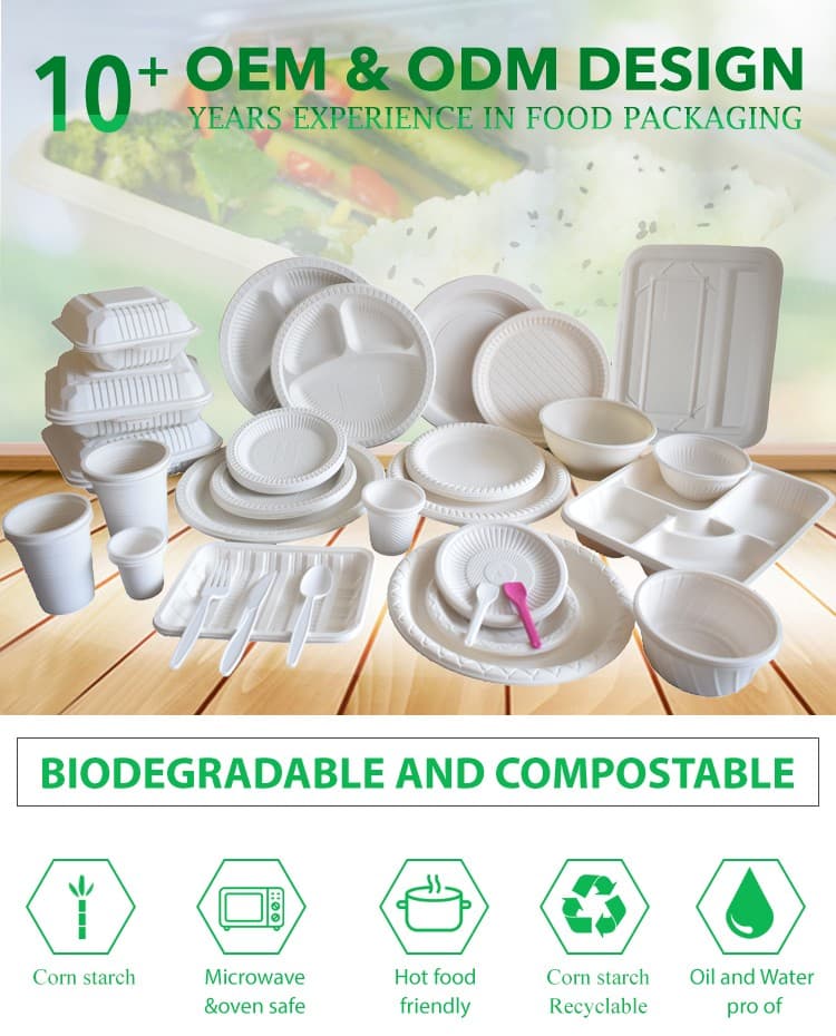 Good Price 6 Inch Biodegradable Corn Starch Food Container Take Away Box For Disposable Use