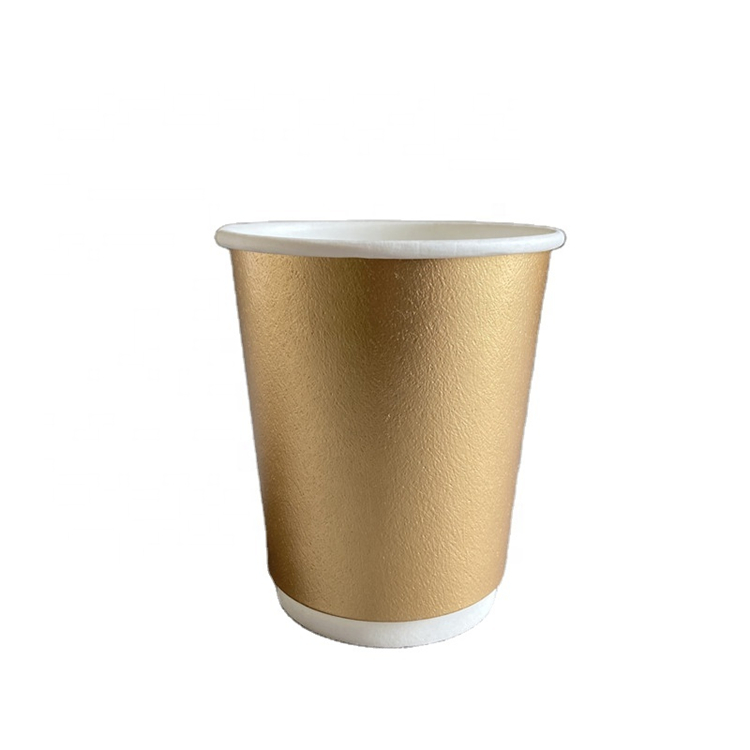 Disposable brown 8oz Kraft paper double wall coffee cup with lid