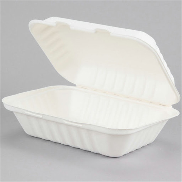 9x6inch Biodegradable Disposable Sugarcane Bagasse Food Container Fast Food Box