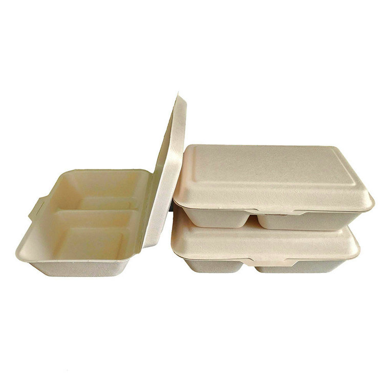 9x6inch 2 Comaprtment Compostable Eco-friendly Sugarcane Bagasse Food Container