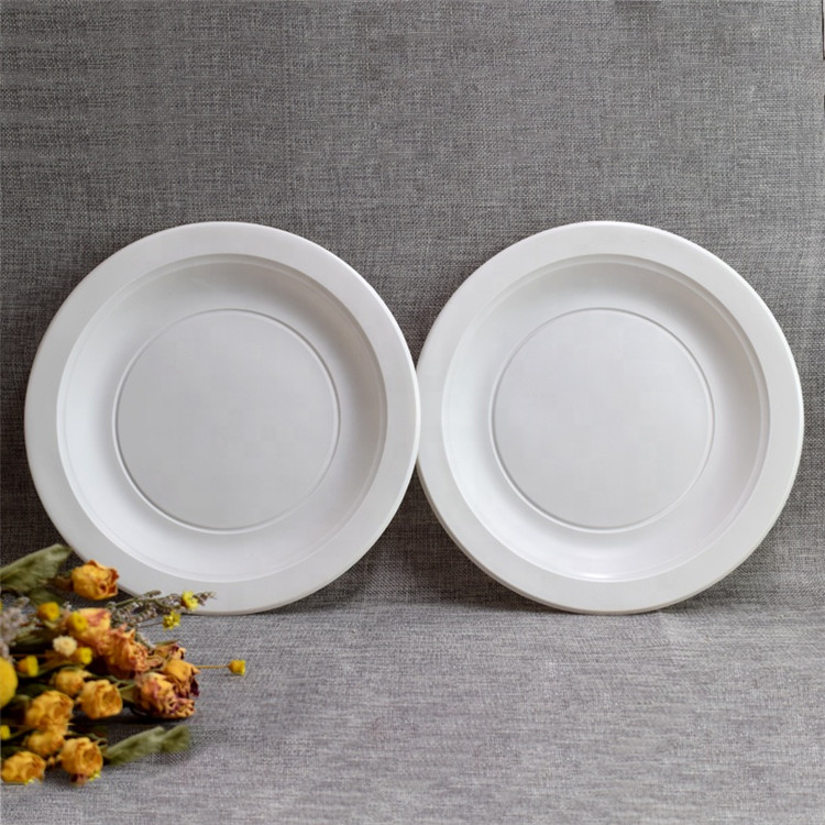 9Inch Good Price Eco-friendly Biodegradable Disposable Corn Starch Round Plate With Simple Design For Restaurant Tableware