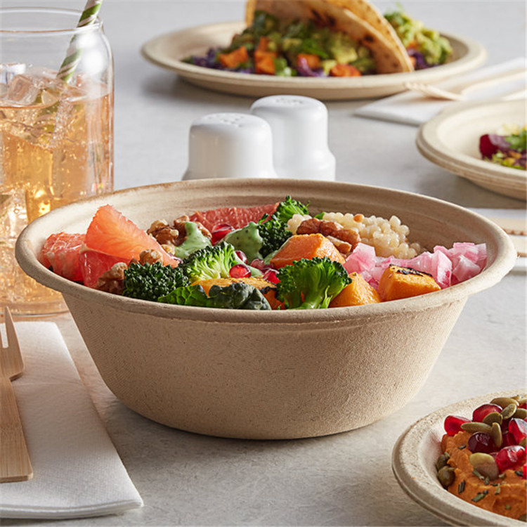 PE Lined Disposable 850ml Kraft Paper Salad Bowl Compostable To Go