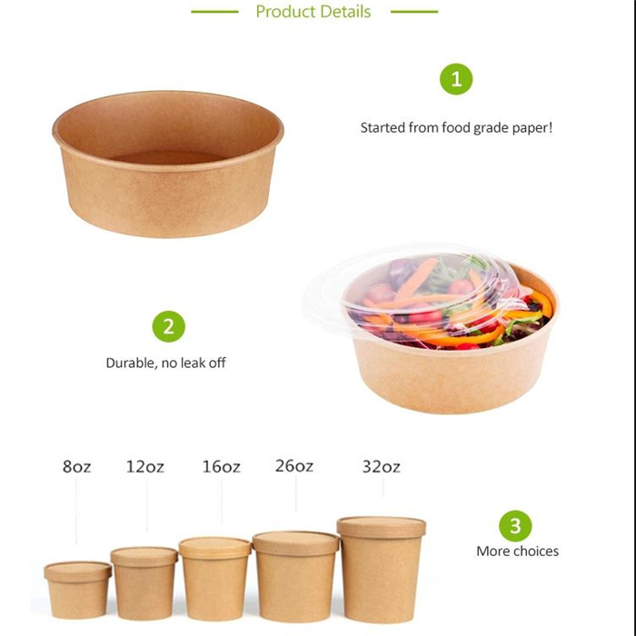 Wholesale paper food bowl with paper lid 