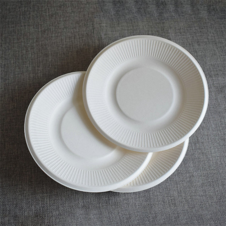 6/7/8inch Bagasse Round Plates With Pattern Christmas Party Dishes