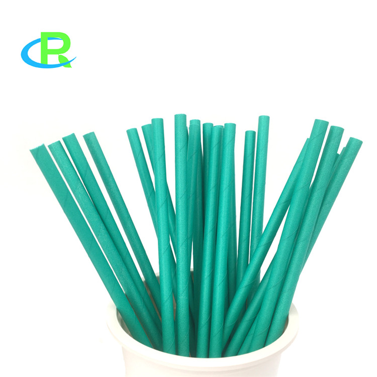 Blue Color 100% Compostable Food Grade 6*200mm Length Paper Straw For Party Use 