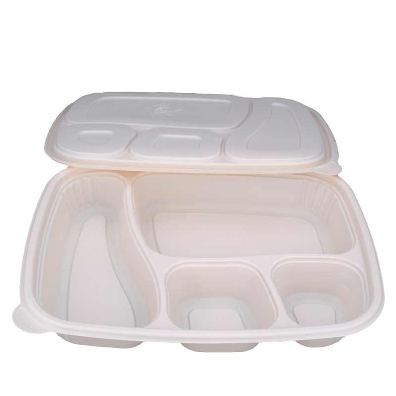Disposable Biodegradable cornstarch food container lunch tray with lid 