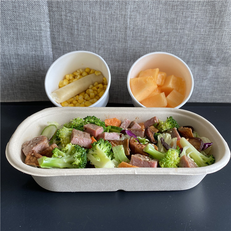 800ml 100% Home Compostable Sugarcane Bagasse Food Tray For Salad