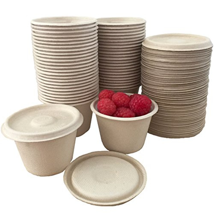 3oz 90ml Sugarcane Small Sauce Cup With Lid Biodegradable Cups