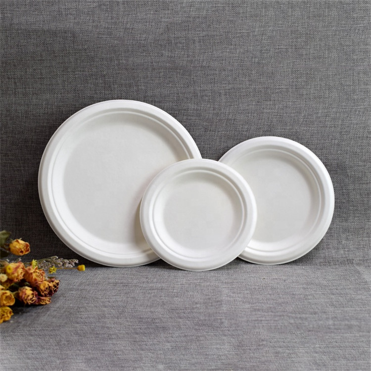 7inch Sugarcane Disposable dishs Biodegradable Compostable Bagasse Plate