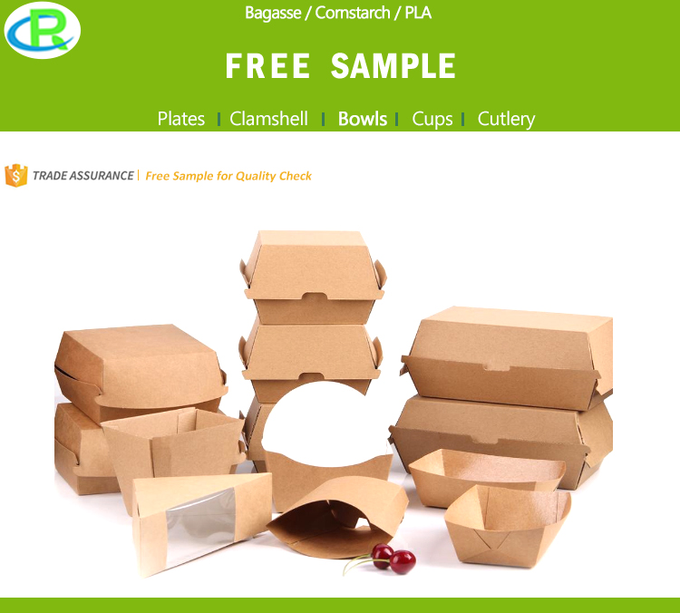 Disposable Takeout Kraft Paper Packaging Fast Food Box