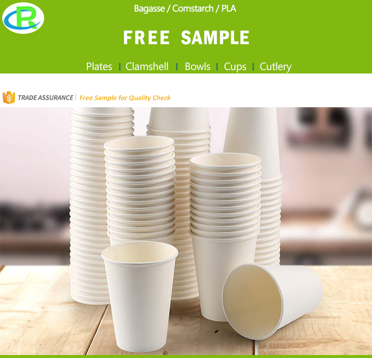 Custom 12oz Biodegradable PLA Coated Disposable Coffee Paper Cup for Hot Drink 